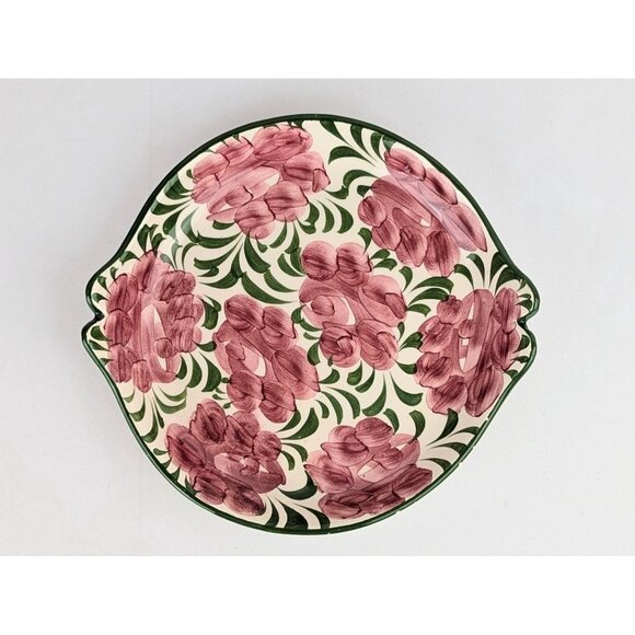 Hand-Painted Pink Floral Ceramic Dish Vintage Pink Roses 7.5" Round Ceramic Tray - Picture 4 of 10